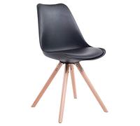 CLP Chaise de Visiteur Toulouse Rembourrée Revêtement en Similicuir - Style Scandinave avec Dossier Ergonomique - Chaise de Salle à Manger AV, Couleur:Noir, Couleur du Cadre:Natura