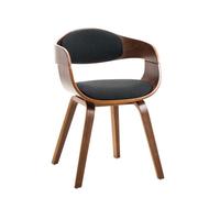 CLP Chaise visiteur Kingston en tissu, coque bois, accoudoirs, siège rembourré, Noyer/Noir 73 cm