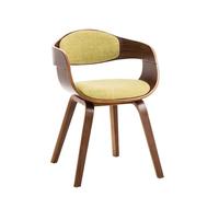 CLP Chaise Design Retro Kingston Tissu Coque bois avec Accoudoirs et Siège Rembourré, Noyer/Vert clair 73 cm