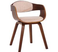 CLP Chaise Design Retro Kingston Tissu Cuisine Accoudoirs Rembourrés Salle d'Attente Chic Noyer/Crème