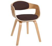CLP Chaise Design Retro Kingston Tissu I Chaise De Cuisine avec Accoudoirs I Sičge Et Dossier Rembourrés I Chaise De Salle D'Attente Chic, Couleur:Nature/Marron