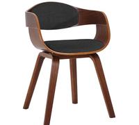 CLP Chaise Design Retro Kingston Tissu I Chaise De Cuisine avec Accoudoirs I Siège Et Dossier Rembourrés I Chaise De Salle D'Attente Chic, Couleur:Noyer/Gris foncé