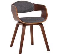 CLP Chaise Design Retro Kingston Tissu I Chaise De Cuisine avec Accoudoirs I Siège Et Dossier Rembourrés I Chaise De Salle D'Attente Chic, Couleur:Noyer/Gris Clair
