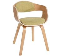 CLP Chaise Design Retro Kingston Tissu I Chaise De Cuisine avec Accoudoirs I Siège Et Dossier Rembourrés I Chaise De Salle D'Attente Chic, Couleur:Natura/Vert Clair