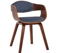 CLP Chaise Design Retro Kingston Tissu I Chaise De Cuisine avec Accoudoirs I Siège Et Dossier Rembourrés I Chaise De Salle D'Attente Chic, Couleur:Noyer/Bleu