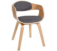 CLP Chaise Design Retro Kingston Tissu I Chaise De Cuisine avec Accoudoirs I Siège Et Dossier Rembourrés I Chaise De Salle D'Attente Chic, Couleur:Natura/Gris Clair