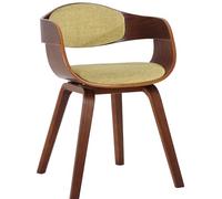 CLP Chaise Design Retro Kingston Tissu I Chaise De Cuisine avec Accoudoirs I Siège Et Dossier Rembourrés I Chaise De Salle D'Attente Chic, Couleur:Noyer/Vert Clair