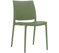 CLP Chaise D'Extérieur Empilable Maya en Plastique I Chaise De Balcon Résistante Aux UV I Siege De Terrasse Hydrofuge, Couleur:Olive