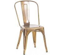 CLP Chaise empilable Benedikt en Metal avec Dossier, Style bistrot, pour Restaurants et Cuisines, Design Robuste, Charge Max. 200 kg Couleur:Or