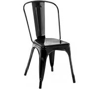 CLP Chaise empilable Benedikt en Metal avec Dossier, Style bistrot, pour Restaurants et Cuisines, Design Robuste, Charge Max. 200 kg Couleur:Noir