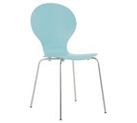 CLP Chaise Empilable Diego I Chaise De Salle À Manger Confortable I Structure Métallique, Assise en Bois I Design Ergonomique Peu Encombrant, Couleur:Bleu Clair