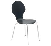 CLP Chaise Empilable Diego I Chaise De Salle À Manger Confortable I Structure Métallique, Assise en Bois I Design Ergonomique Peu Encombrant, Couleur:Noir
