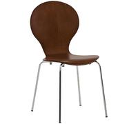 CLP Chaise Empilable Diego I Chaise De Salle À Manger Confortable I Structure Métallique, Assise en Bois I Design Ergonomique Peu Encombrant, Couleur:Marron
