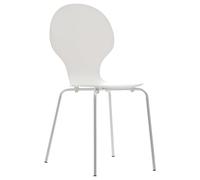 CLP Chaise Empilable Diego I Chaise De Salle À Manger Confortable I Structure Métallique, Assise en Bois I Design Ergonomique Peu Encombrant, Couleur:Blanc