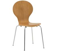 CLP Chaise Empilable Diego I Chaise De Salle À Manger Confortable I Structure Métallique, Assise en Bois I Design Ergonomique Peu Encombrant, Couleur:chêne