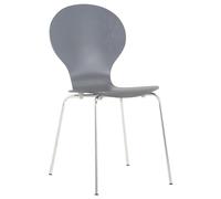 CLP Chaise Empilable Diego I Chaise De Salle À Manger Confortable I Structure Métallique, Assise en Bois I Design Ergonomique Peu Encombrant, Couleur:Gris