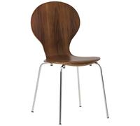 CLP Chaise empilable Diego – Structure métallique, assise en bois, ergonomique, confortable Noyer