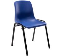 CLP Chaise Empilable Nowra avec Assise en Plastique I Chaise avec Piètement en métal Noir Mat I Chaise Visiteur Pratique I Hauteur D'Assise 42cm, Couleur:Bleu