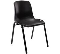CLP Chaise Empilable Nowra avec Assise en Plastique I Chaise avec Piètement en métal Noir Mat I Chaise Visiteur Pratique I Hauteur D'Assise 42cm, Couleur:Noir