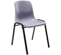 CLP Chaise Empilable Nowra avec Assise en Plastique I Chaise avec Piètement en métal Noir Mat I Chaise Visiteur Pratique I Hauteur D'Assise 42cm, Couleur:Gris