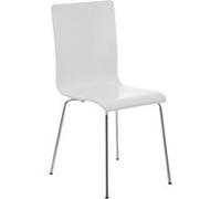 CLP Chaise Visiteur Pepe I Fauteuil Ergonomique avec Assise en Bois I Structure Métallique Stable I Confort Et Style, Couleur:Blanc