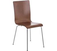CLP Chaise Visiteur Pepe I Fauteuil Ergonomique avec Assise en Bois I Structure Métallique Stable I Confort Et Style, Couleur:Marron