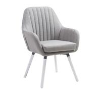 CLP Chaise Florian Tissu avec assise rembourrée et pieds en bois Structure,gris blanc