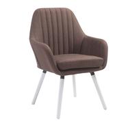 CLP Chaise Florian Tissu avec assise rembourrée et pieds en bois Structure,marron blanc