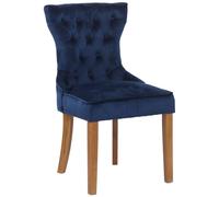 CLP Chaise Franca velours avec structure en bois d'hévéa,bleu antique-clair