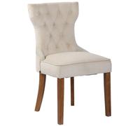 CLP Chaise Franca velours avec structure en bois d'hévéa,crème antique-clair