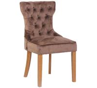 CLP Chaise Franca velours avec structure en bois d'hévéa,marron antique-clair