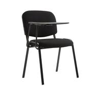 CLP Chaise Visiteur Ken Tissu et Tablette Rabattable I Chaise Salle de ConfÈrence Stable Confortable Dossier, Couleur:Noir