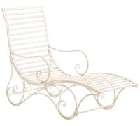 CLP Chaise Longue De Jardin Amiens en Fer Forgée I Bain De Soleil en Métal pour Intérieur Et Extérieur I Transat De Balcon Et Terrasse, Couleur:crème Antique