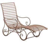CLP Chaise longue de jardin Amiens – Fer forgé, bain de soleil intérieur/extérieur – Marron antique