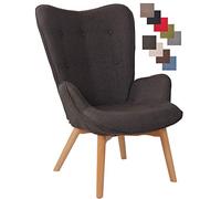 CLP Chaise Lounge Durham en Tissu I Chaise Fauteuil pour Salon Ou Salle A Manger I Piètement en Bois I Design Scandinave, Couleur:Gris foncé
