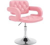 Chaise Lounge Dublin Similicuir - Piètement avec colonne centrale en métal chromé - Siège Rose