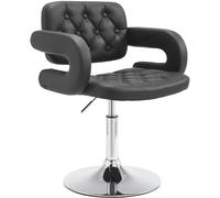 Chaise Lounge Dublin Similicuir - Piètement avec colonne centrale en métal chromé - Siège Noir