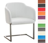 CLP Chaise salle à manger design Magnus en tissu, dossier et accoudoir, pieds oscillants en acier solide, chaise de réception, couleur:blanc