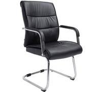 CLP Chaise Visiteur Sievert en Similicuir avec Accoudoirs | Fauteuil Luge sur Piètement en Métal I Assise Et Dossier Rembourrés, Couleur:Noir