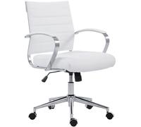 CLP Chaise pivotante Oakland I Fauteuil de Direction avec Hauteur d'assise réglable en continu I Fauteuil de Bureau avec roulettes, Couleur:Blanc, Matériel:Similicuir