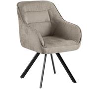 CLP Chaise pivotante Pettuli, Fauteuil pivotant à 180° avec accoudoirs et Dossier, Chaise rembourrée supportant jusqu'à 150 kg, Couleur:Taupe, Matériel:Tissu