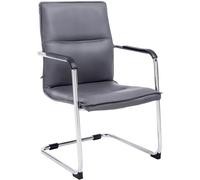 CLP Chaise ŕ Bascule avec accoudoirs Seattle, Chaise de Salle ŕ Manger Moderne avec revętement en Similicuir, Cadre en Chrome, Couleur:Gris