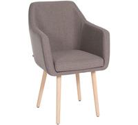 CLP Chaise Retro De Salle A Manger Utrecht en Tissu I Assise Et Dossier Rembourrés I Chaise Design avec Accoudoirs I Piétement en Bois Solide, Couleur:Taupe, Couleur du Cadre:Natura
