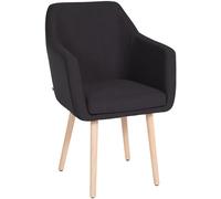 CLP Chaise Retro De Salle A Manger Utrecht en Tissu I Assise Et Dossier Rembourrés I Chaise Design avec Accoudoirs I Piétement en Bois Solide, Couleur:Noir, Couleur du Cadre:Natura