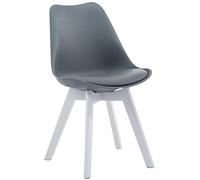 CLP Chaise Retro Design Borneo V2 Similicuir I Chaise Visiteur Pieds en Bois I Dossier Et Assise Rembourrés I Chaise Style Scandinave, Couleur:Gris, Couleur du Cadre:Blanc