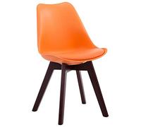 CLP Chaise Retro Design Borneo V2 Similicuir I Chaise Visiteur Pieds en Bois I Dossier Et Assise Rembourrés I Chaise Style Scandinave, Couleur:Orange, Couleur du Cadre:Noyer