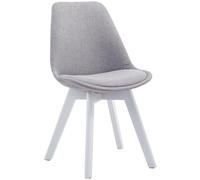 Chaise de Salle à manger Borneo V2 en Tissu - Style scandinave - Chaise Visiteur avec Piètement en Bois de Hêtre Blanc - Couleur Gris Gris