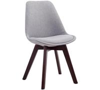 CLP Chaise Retro Design Borneo V2 Tissu I Chaise Visiteur Pieds en Bois Dossier Et Assise Ergonomique Chaise Scandinave I Couleur:, Couleur:Gris, Couleur du Cadre:Noyer
