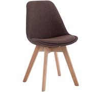 Chaise de Salle à manger Borneo V2 en Tissu - Style scandinave - Chaise Visiteur avec Piètement en Bois de Hêtre Nature - Couleur Marron Marron