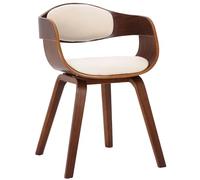 CLP Chaise Retro Kingston en Similicuir I Chaise De Salle A Manger avec Accoudoirs I Siège Et Dossier Rembourrés I Piétement en Bois, Couleur:Noyer/crème